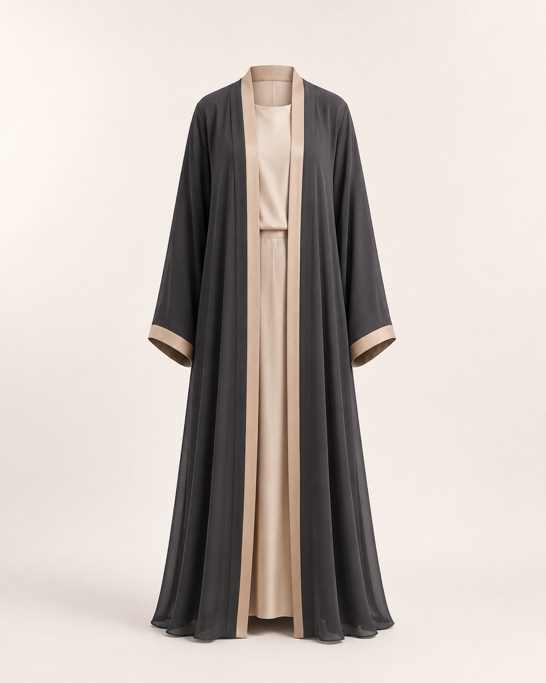 Champagne Trim Open Abaya — Abayas & Modest Wear