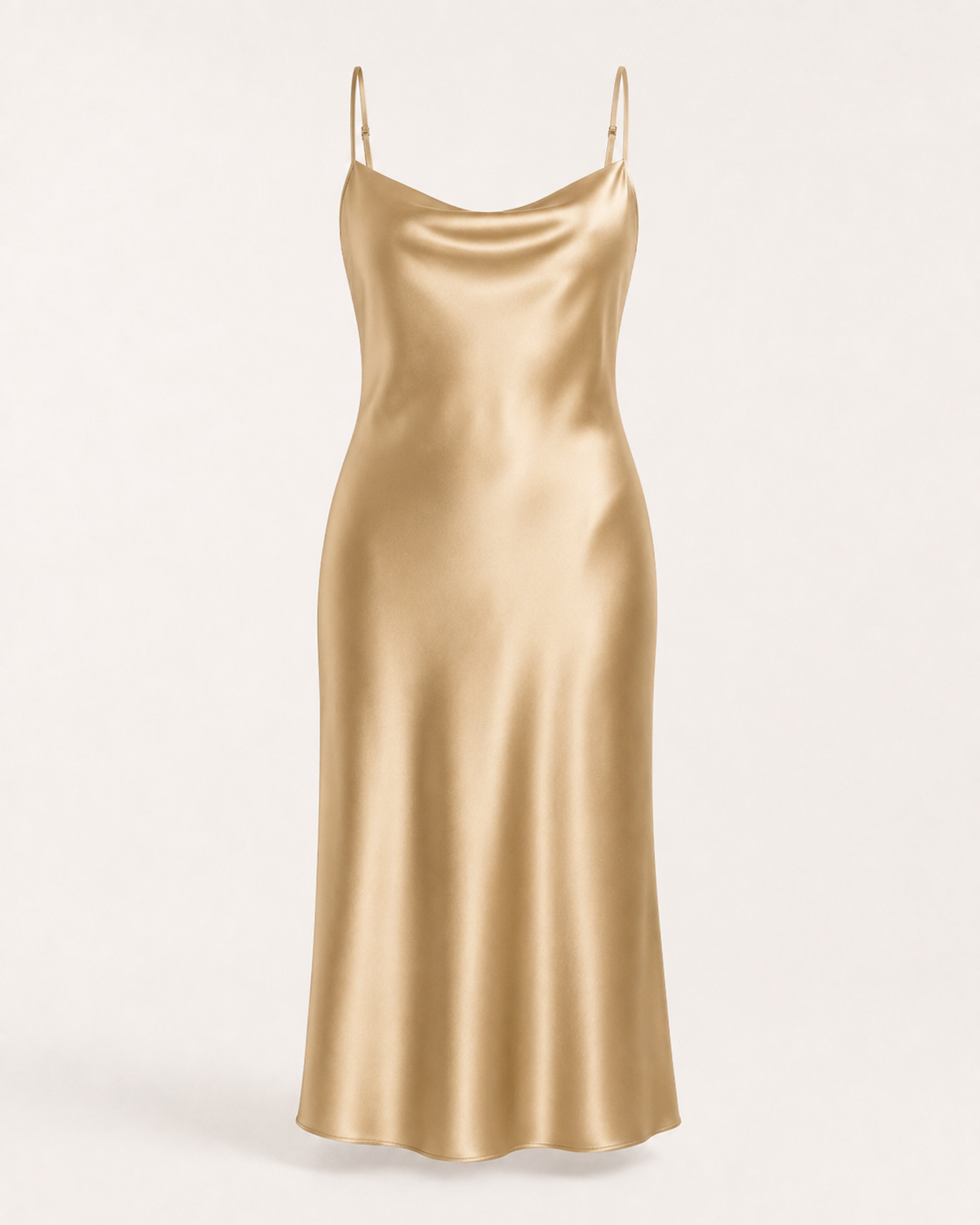 Champagne Satin Slip Dress — Dresses