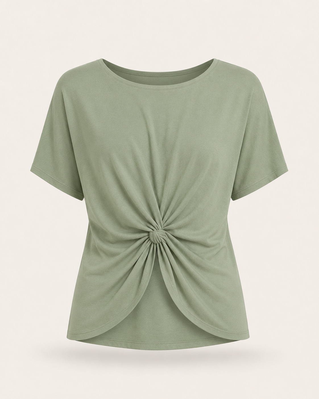 Sage Green Knot-Front Top — Tops & Blouses