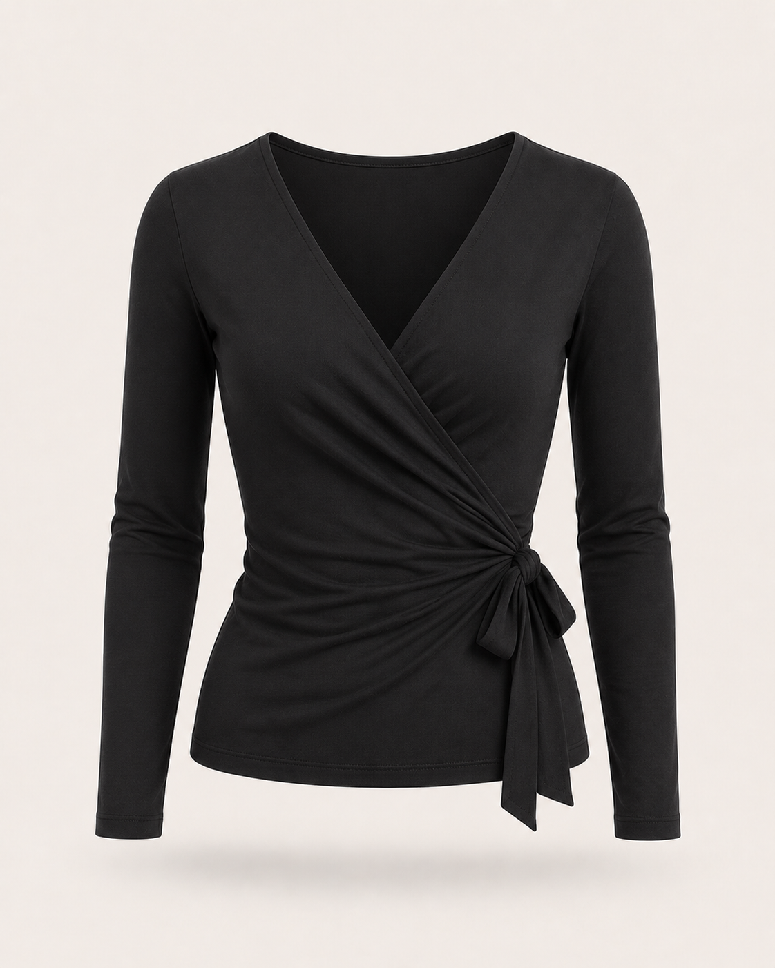 Black Essential Wrap Top — Tops & Blouses